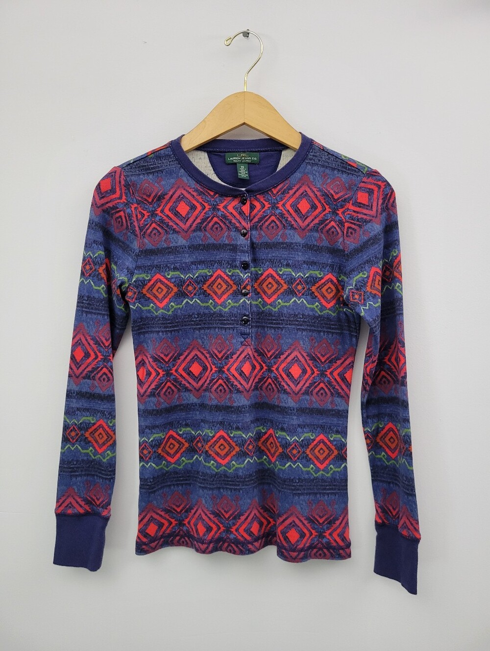 Ralph Lauren Henley Cotton Geoprint  XS
